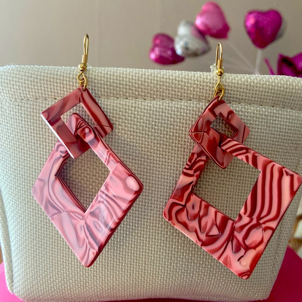 2 3/4” Drop Pink Fashion Earrings